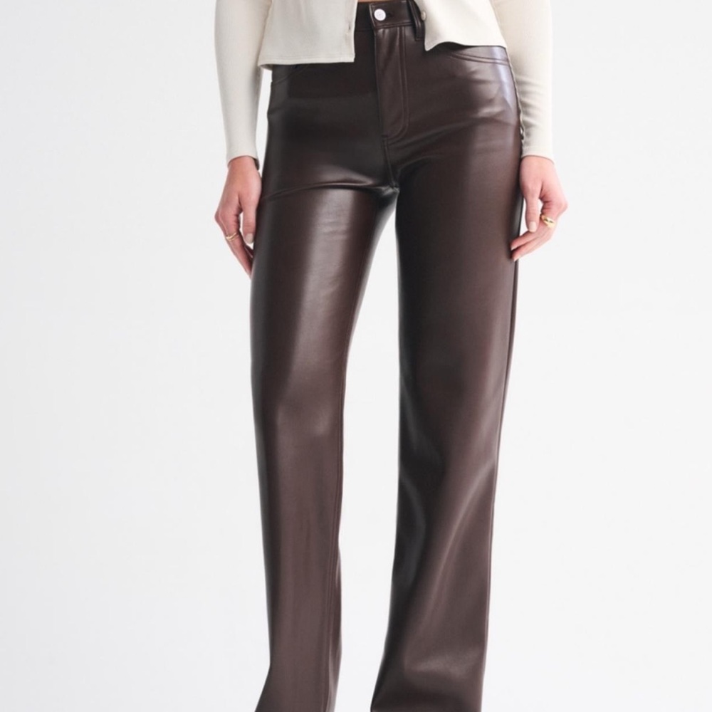 Abercombie Brown Leather Pants LONG